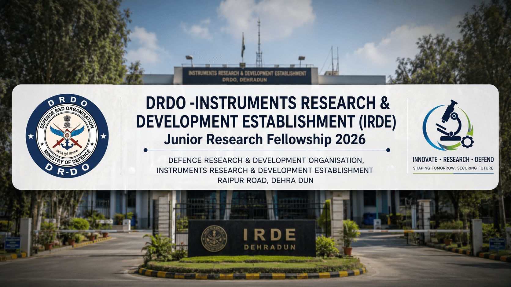 DRDO IRDE JRF 2026: ₹37,000 Stipend, 8 Research Seats