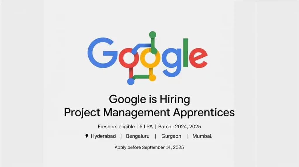 Google is Hiring Project Management Apprentices | Freshers | 6LPA