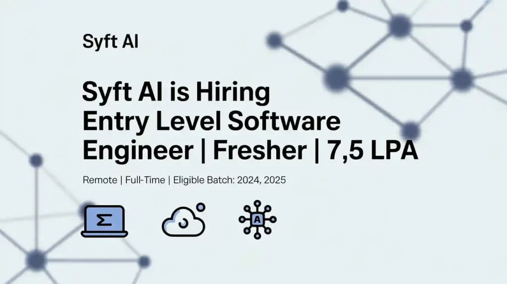 Syft AI is Hiring Entry Level Software Engineer | Fresher | 7.5LPA