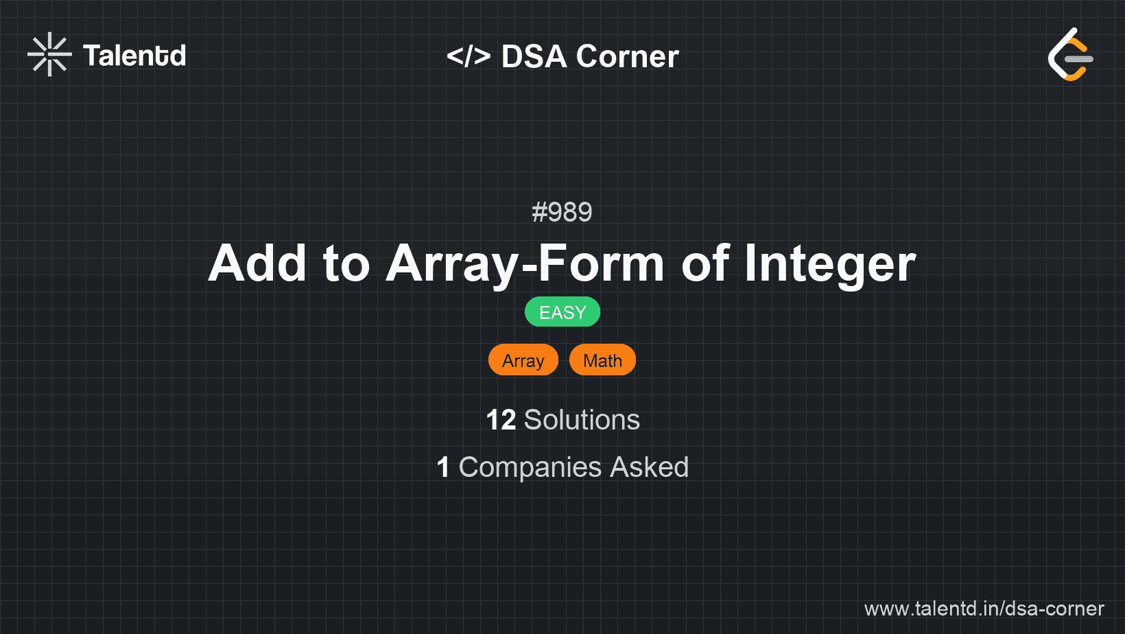 Problem visualization for Add to Array-Form of Integer