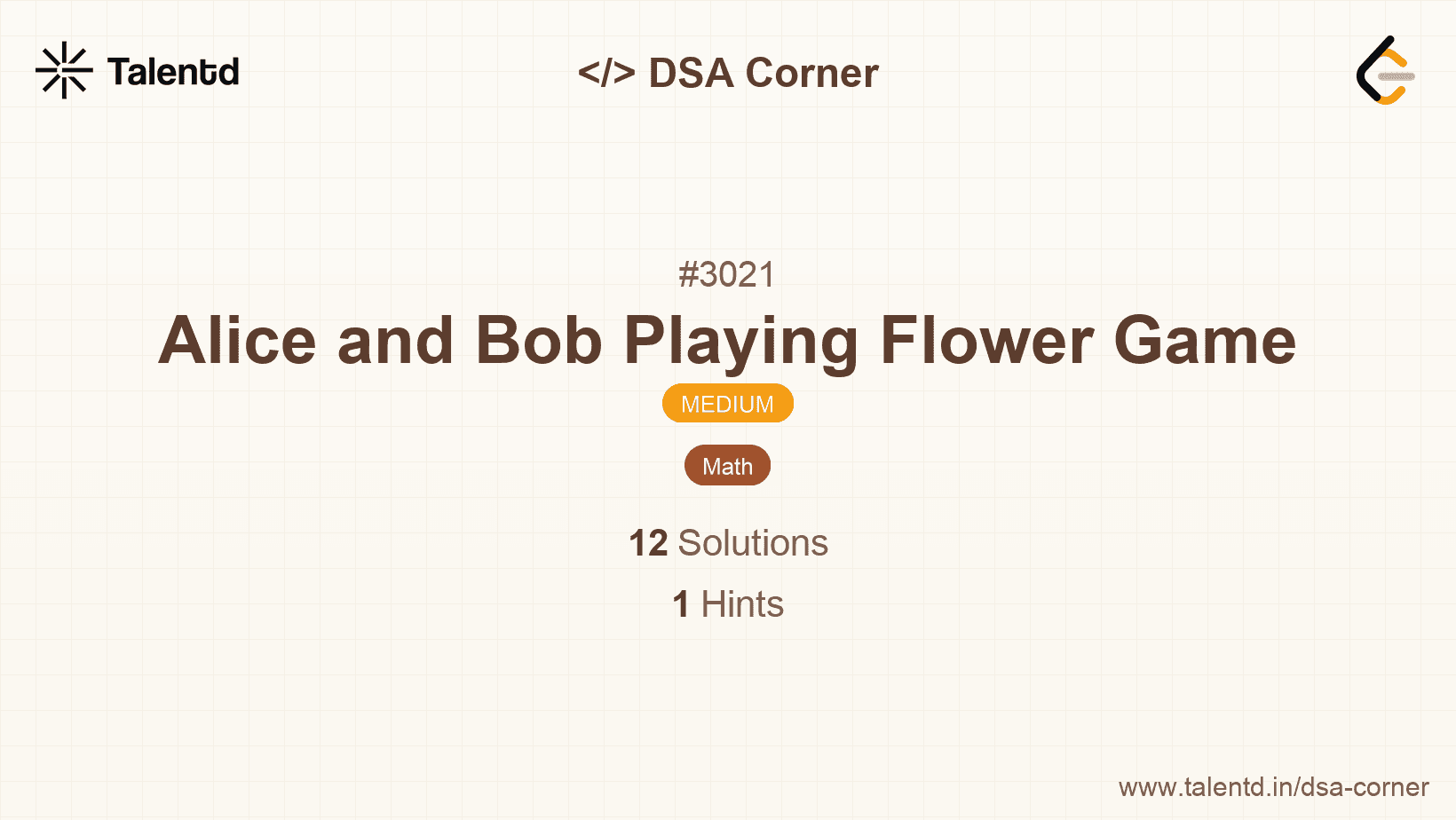 Problem visualization for Alice and Bob Playing Flower Game