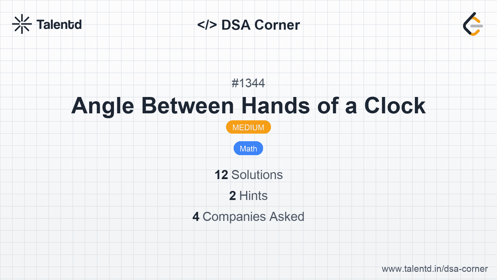 Problem visualization for Angle Between Hands of a Clock