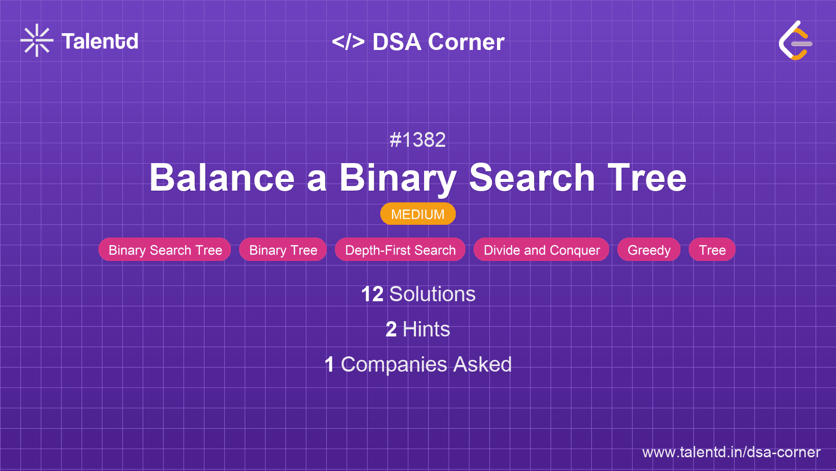 Problem visualization for Balance a Binary Search Tree