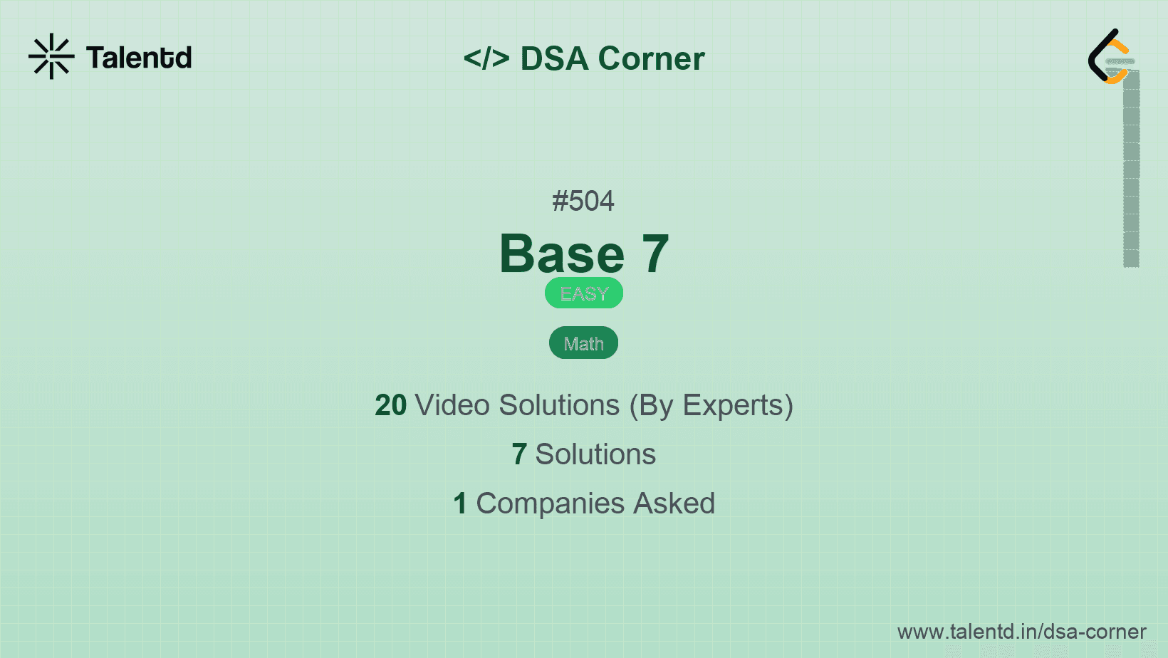 Problem visualization for Base 7