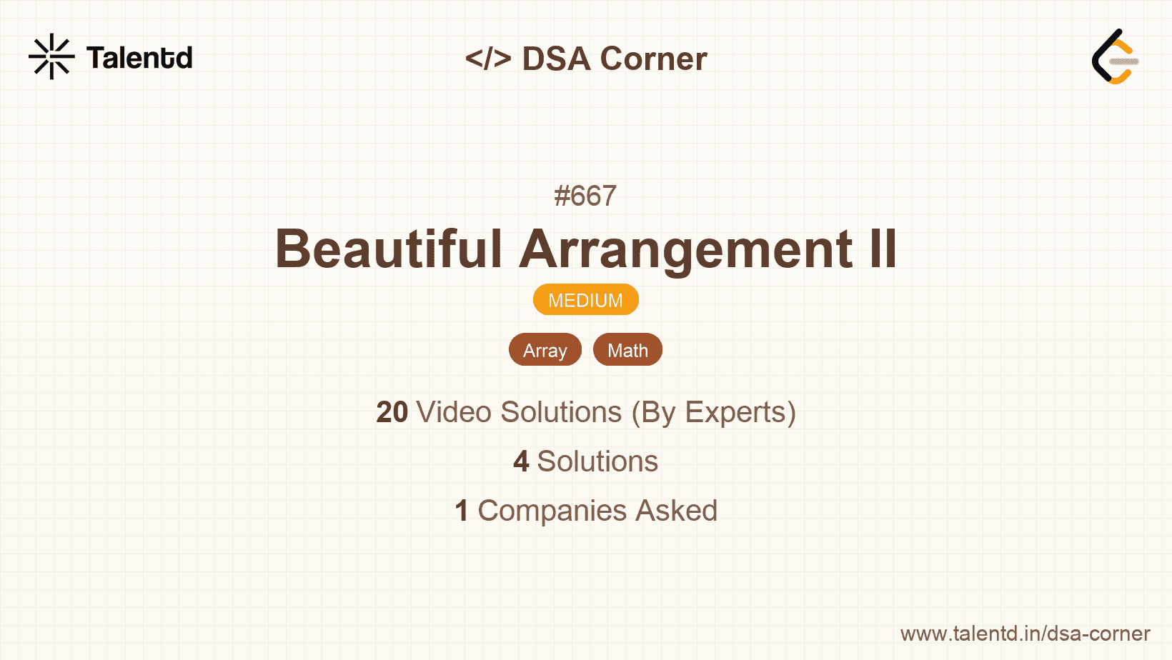 Problem visualization for Beautiful Arrangement II