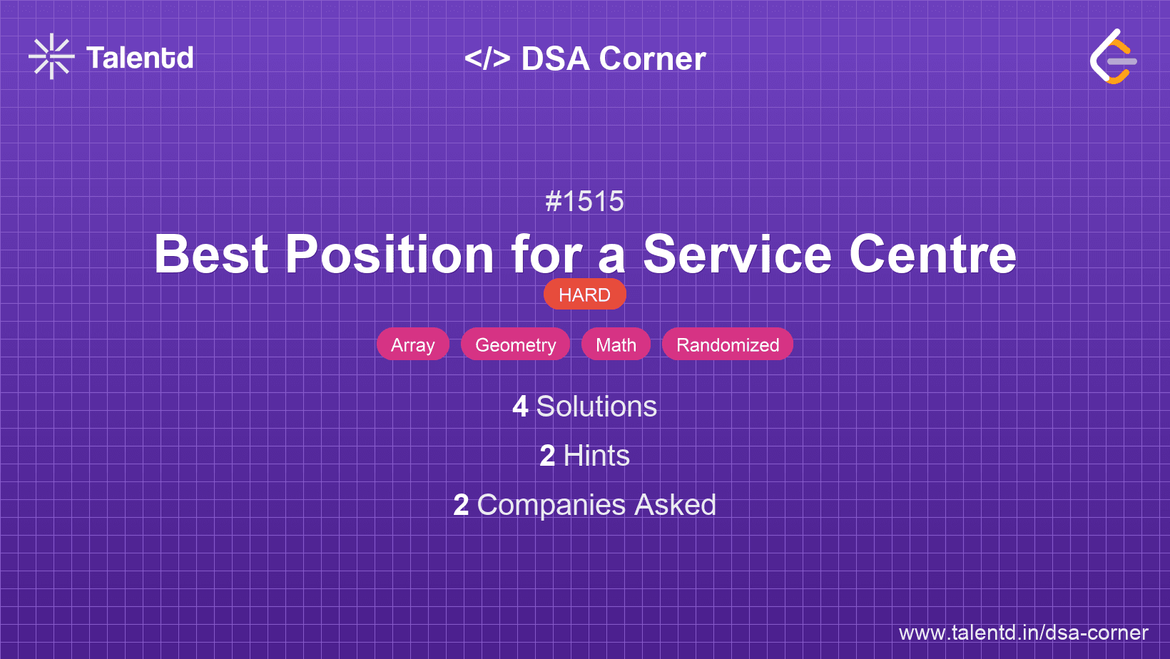 Problem visualization for Best Position for a Service Centre
