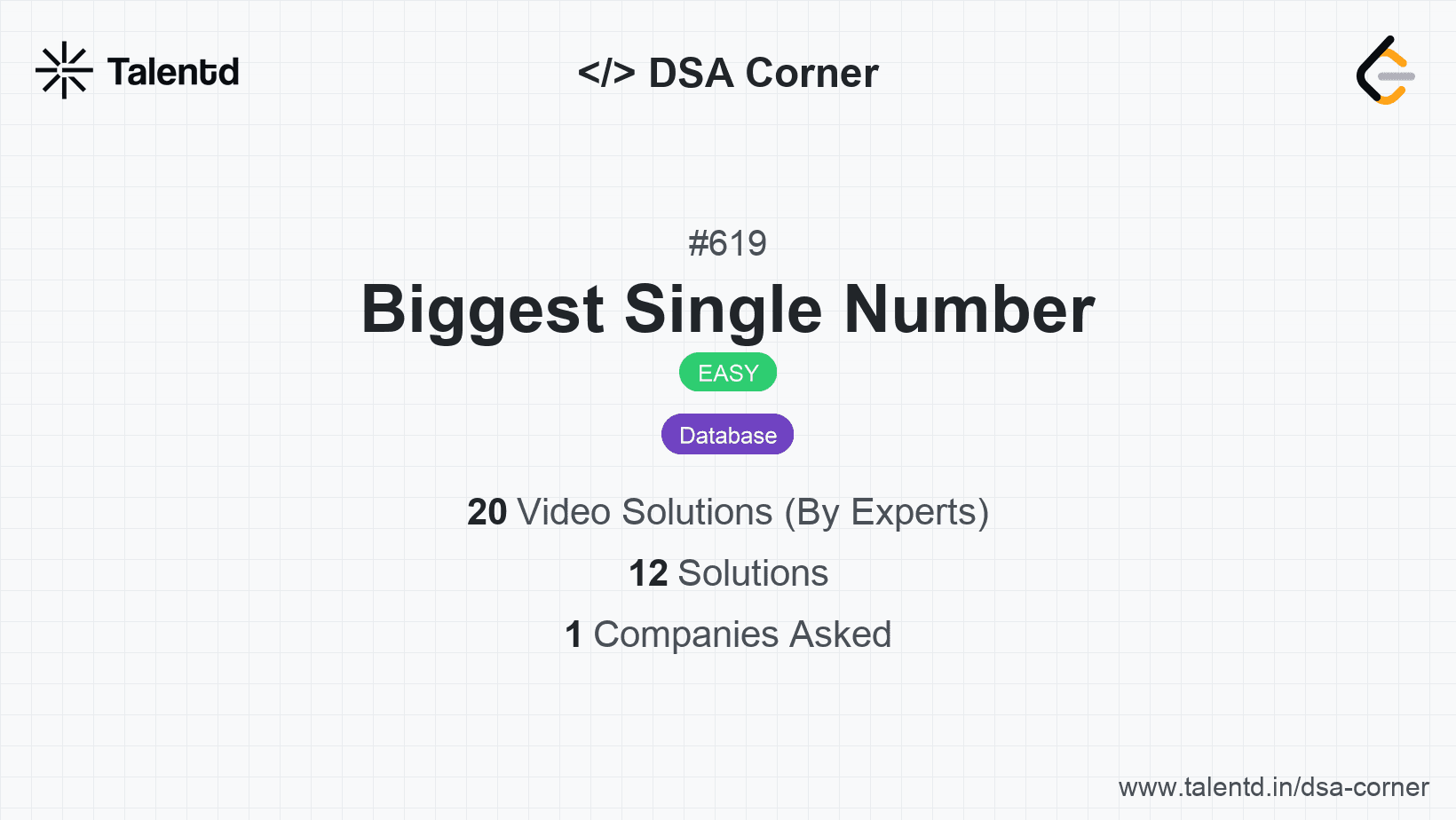 Problem visualization for Biggest Single Number