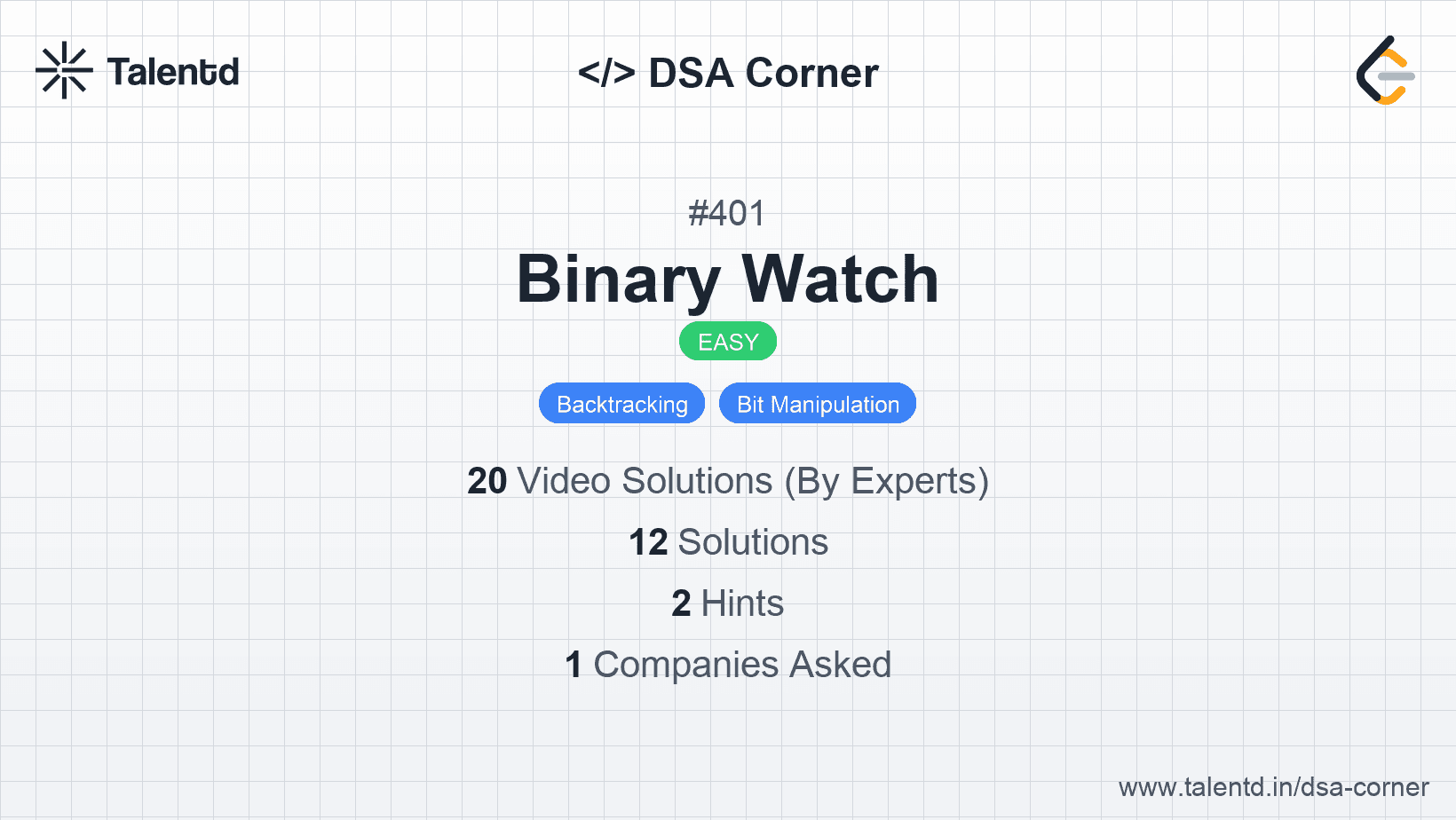 Problem visualization for Binary Watch