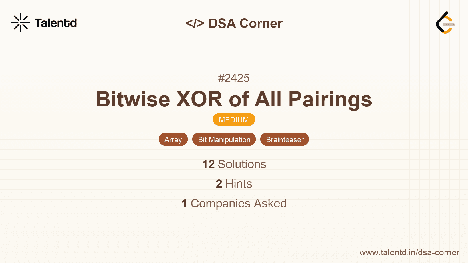 Problem visualization for Bitwise XOR of All Pairings