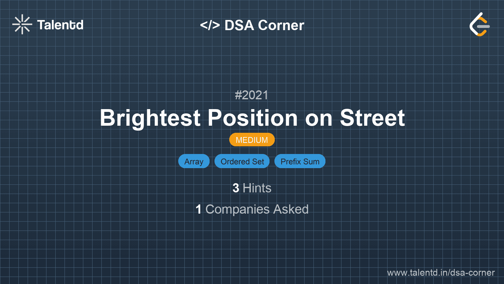 Problem visualization for Brightest Position on Street