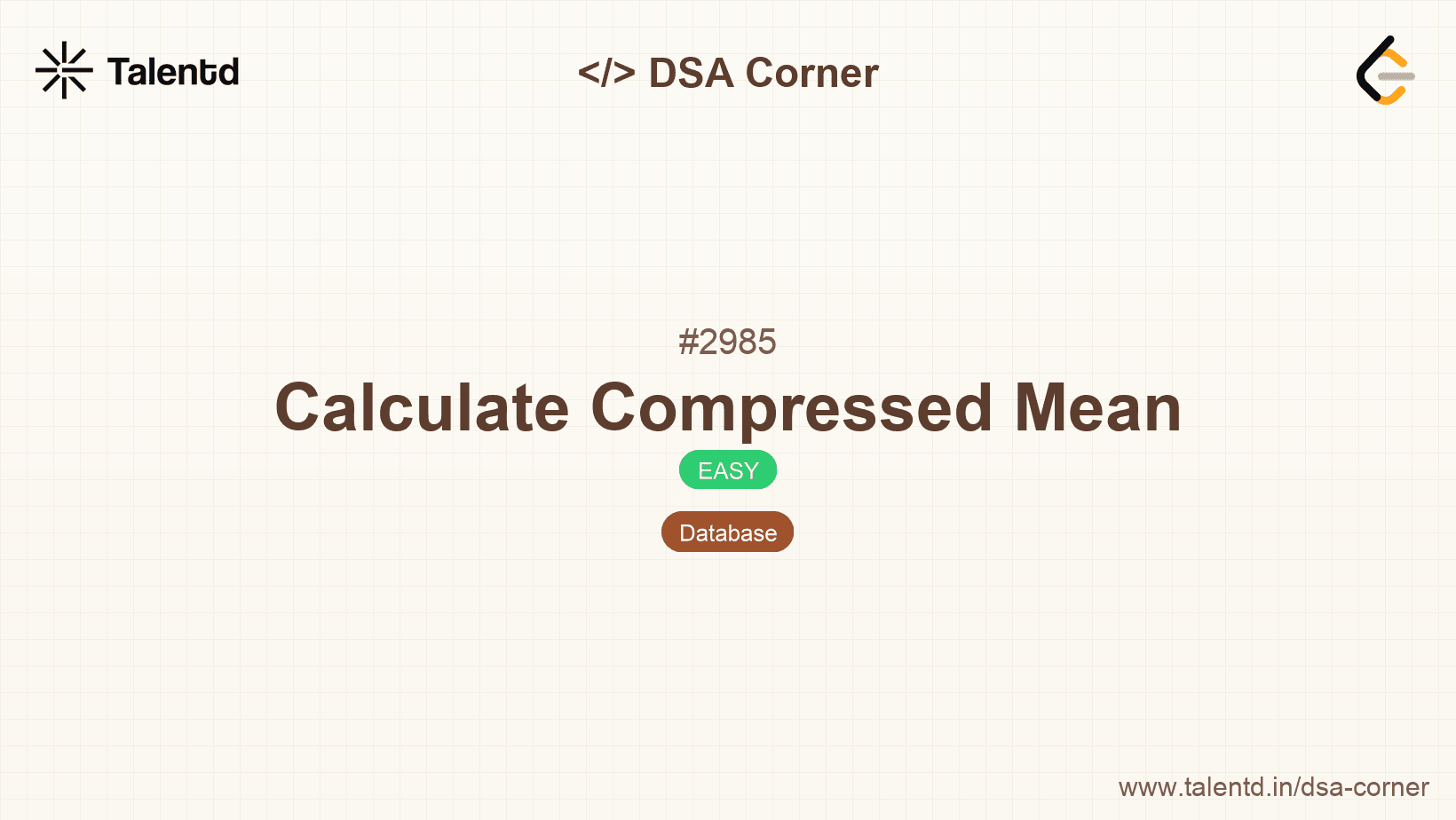 Problem visualization for Calculate Compressed Mean