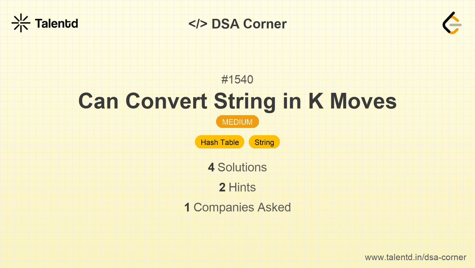 Problem visualization for Can Convert String in K Moves