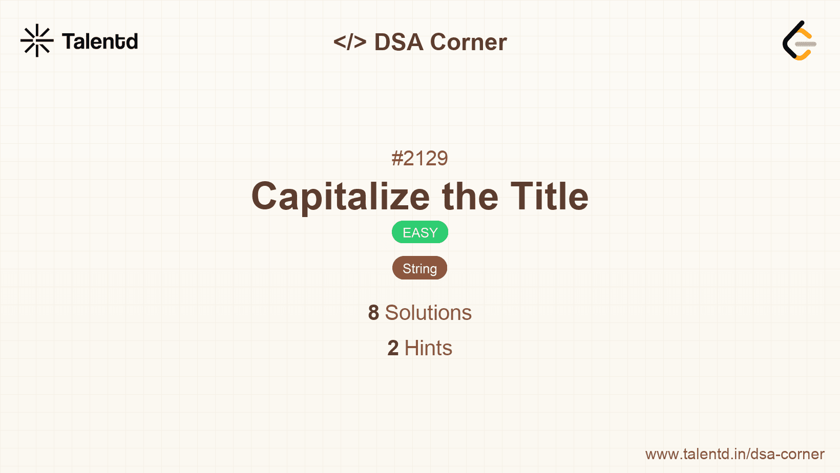 Problem visualization for Capitalize the Title