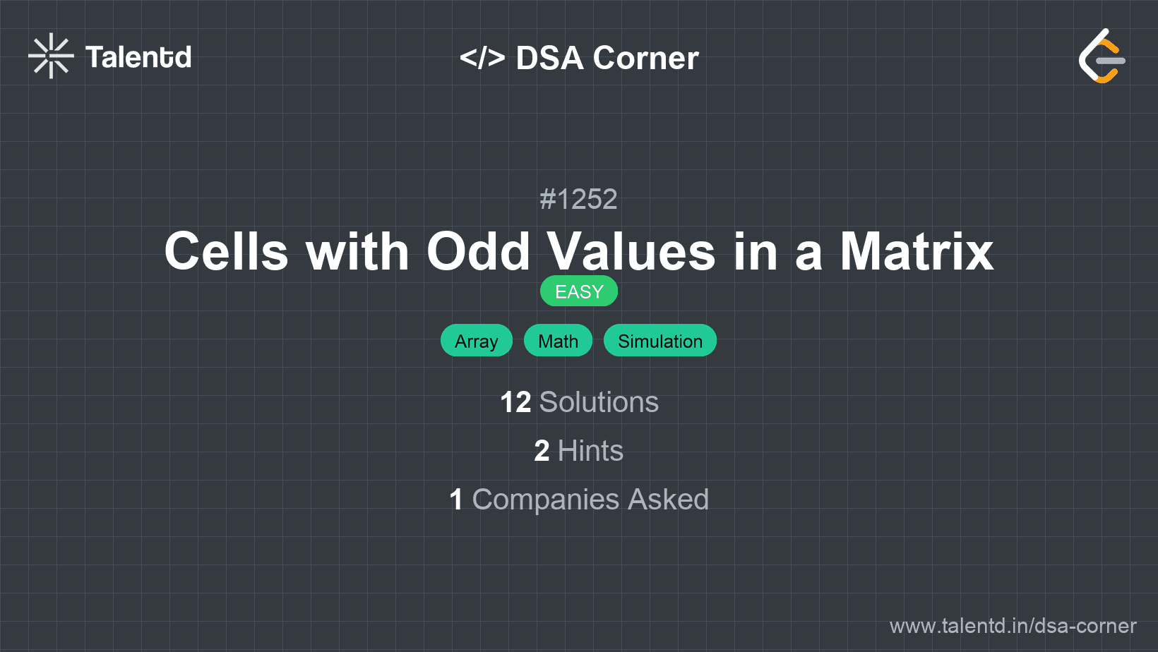 Problem visualization for Cells with Odd Values in a Matrix
