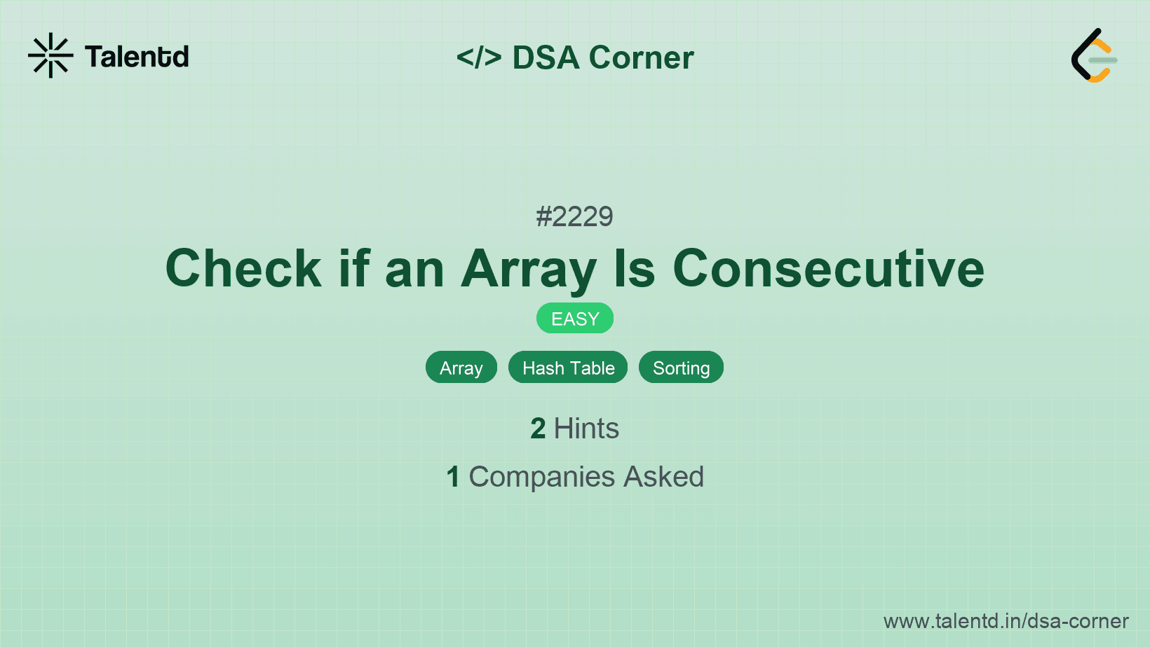 Problem visualization for Check if an Array Is Consecutive