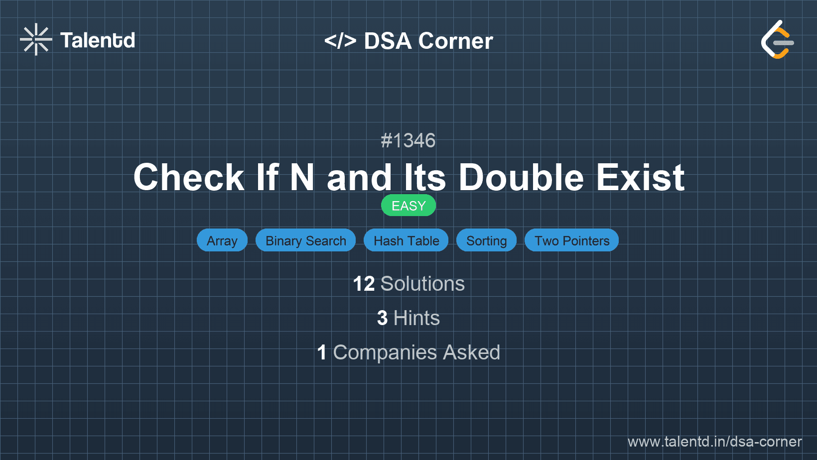 Problem visualization for Check If N and Its Double Exist