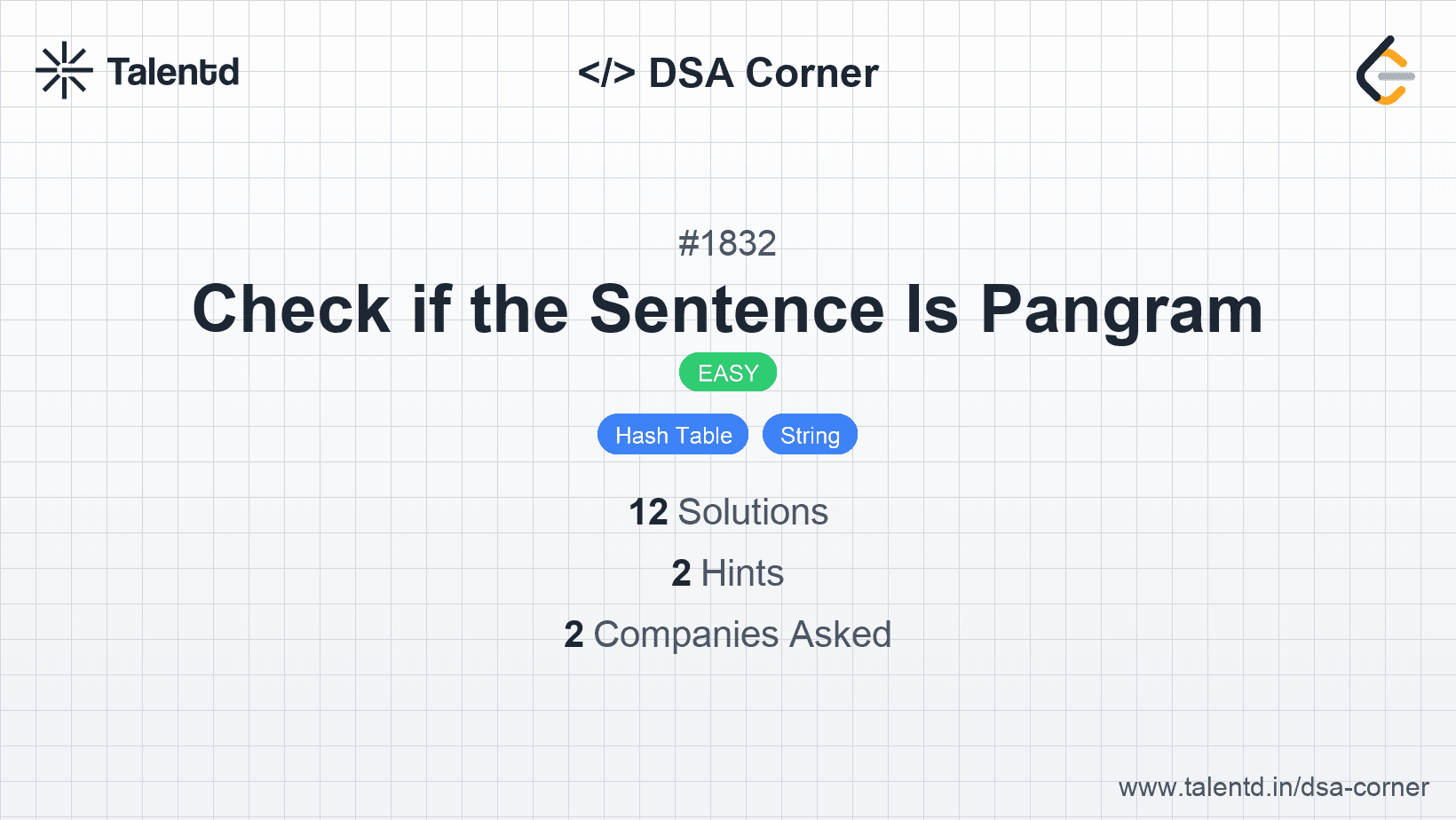 Problem visualization for Check if the Sentence Is Pangram