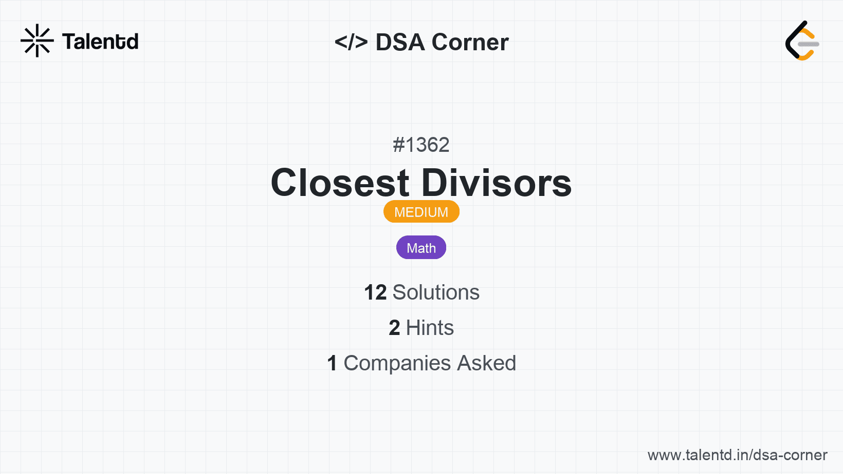 Problem visualization for Closest Divisors