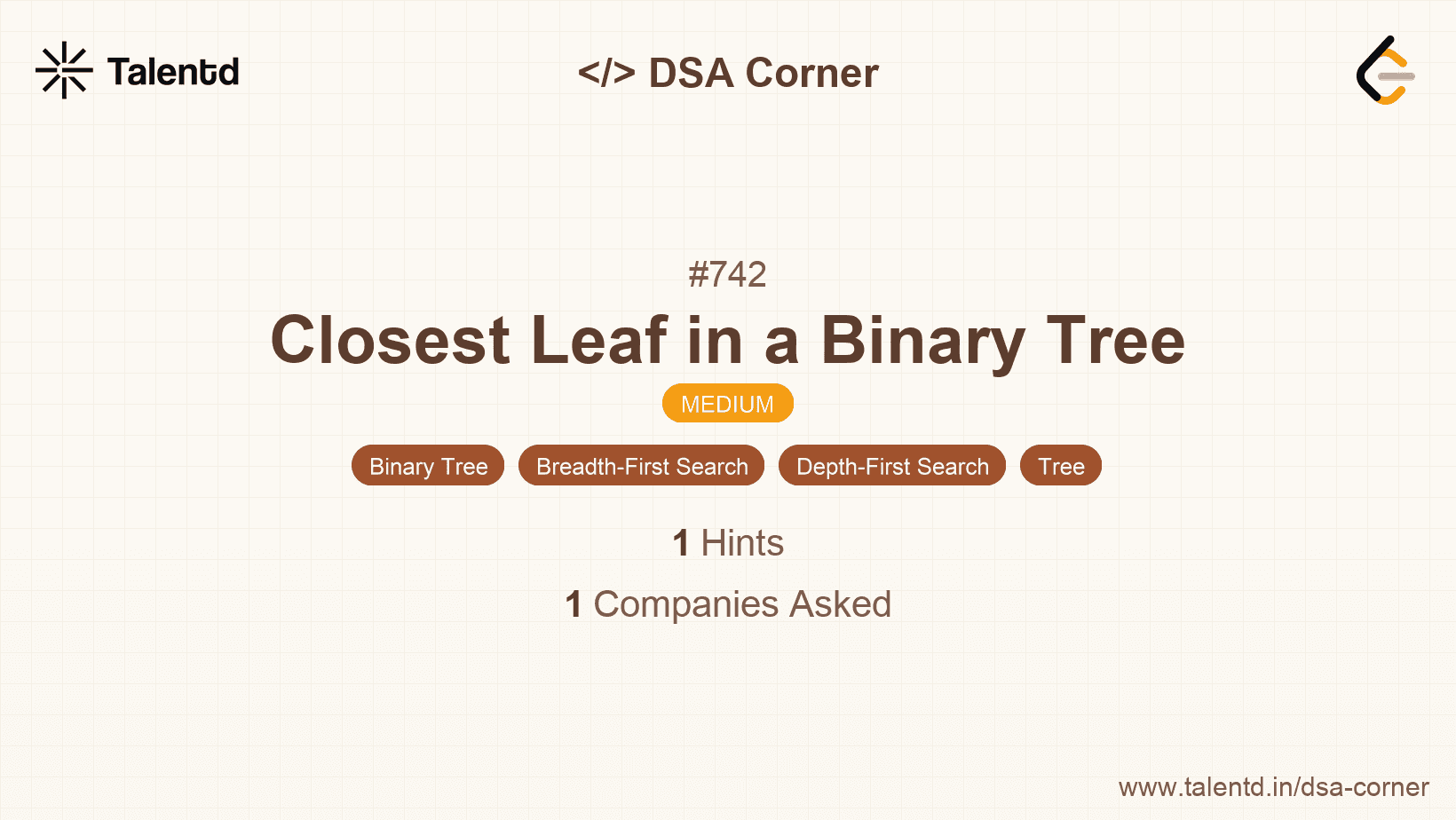 Problem visualization for Closest Leaf in a Binary Tree