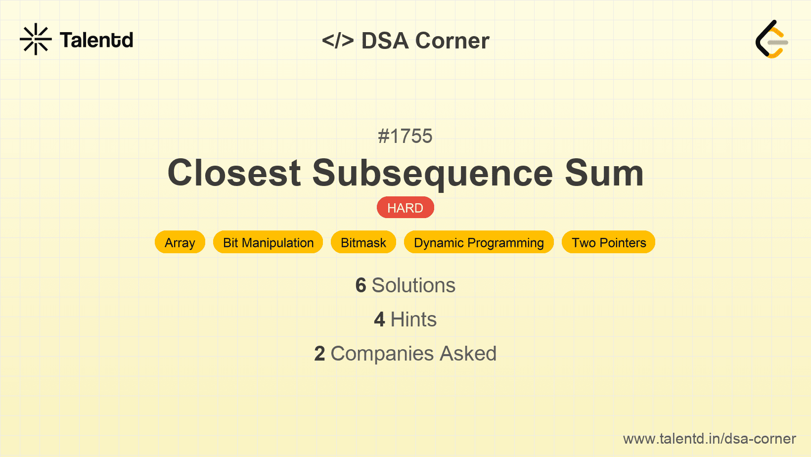 Problem visualization for Closest Subsequence Sum