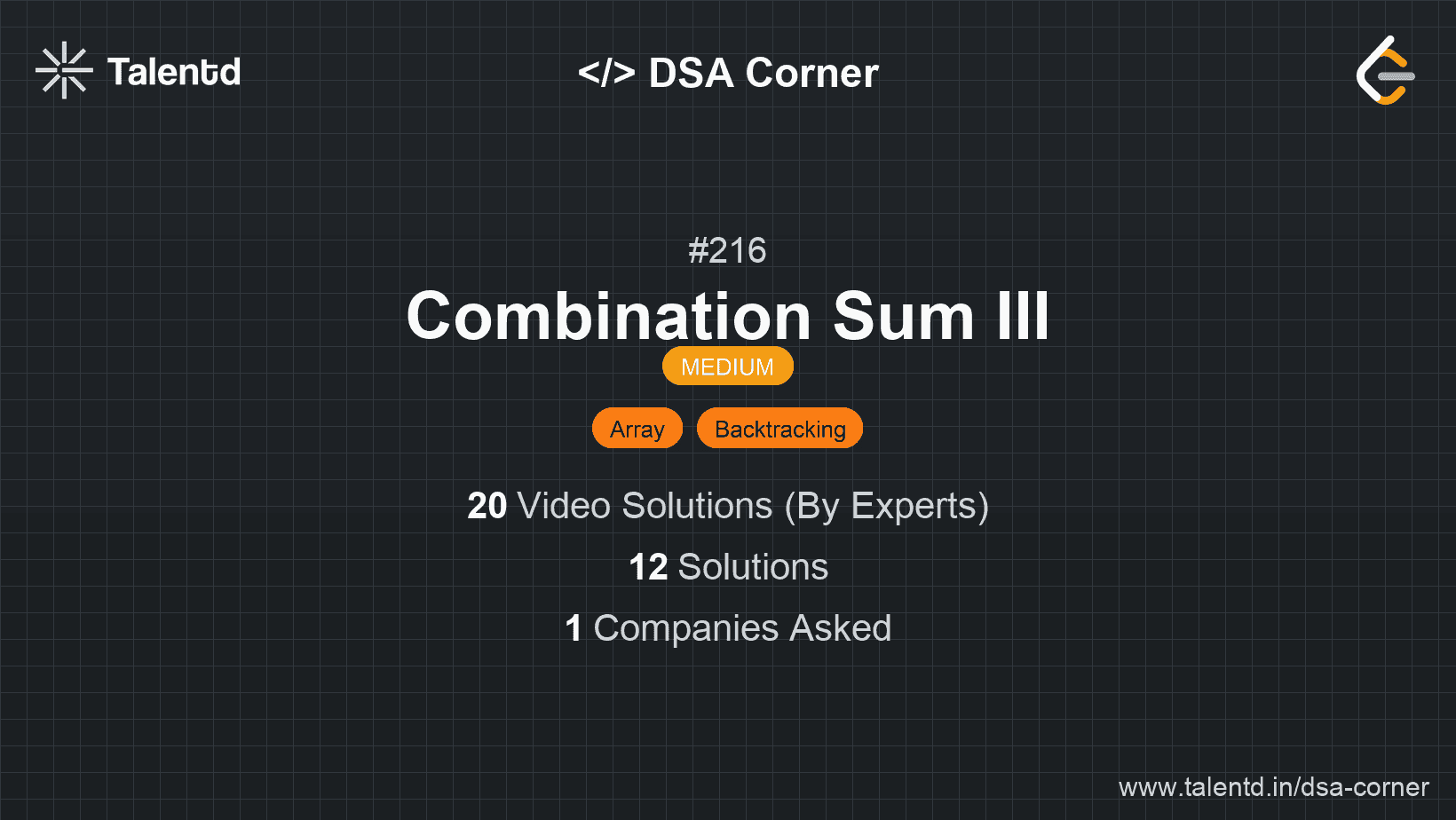 Problem visualization for Combination Sum III