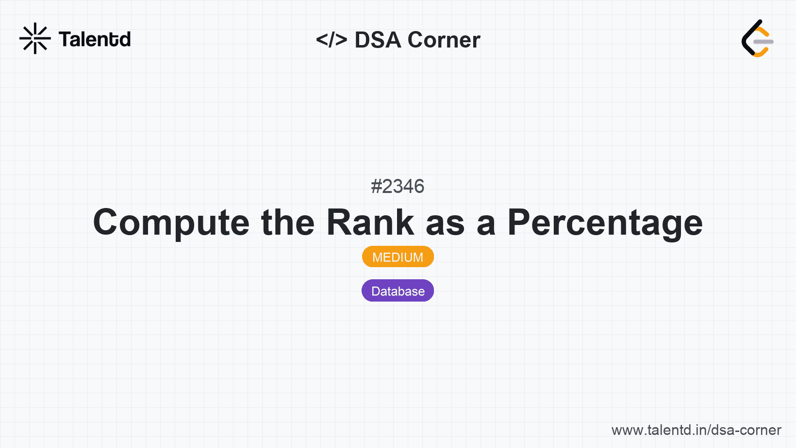 Problem visualization for Compute the Rank as a Percentage