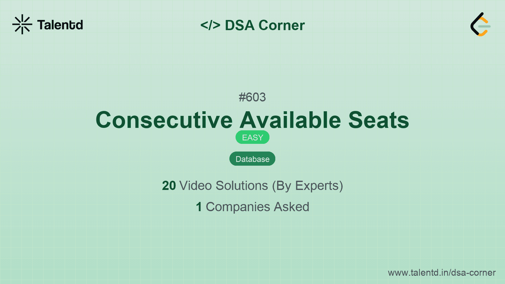 Problem visualization for Consecutive Available Seats