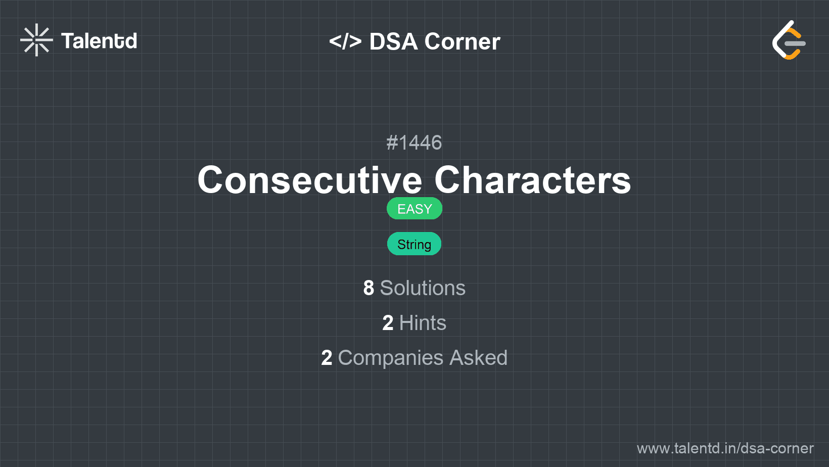Problem visualization for Consecutive Characters