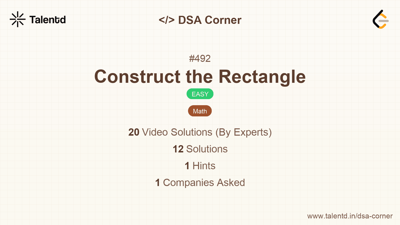 Problem visualization for Construct the Rectangle