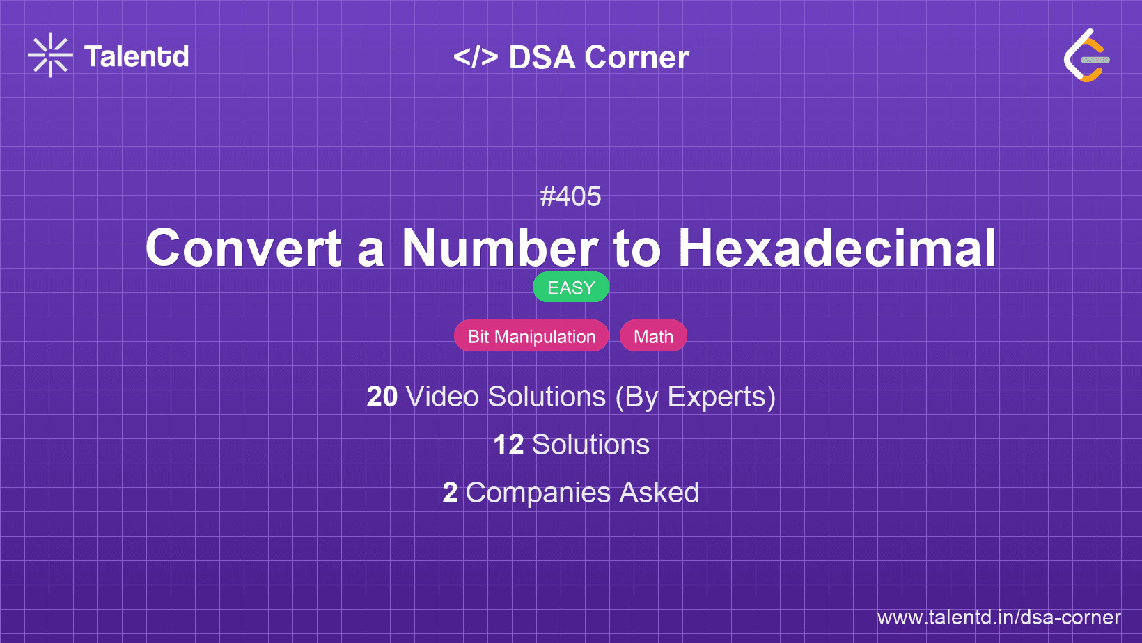 Problem visualization for Convert a Number to Hexadecimal