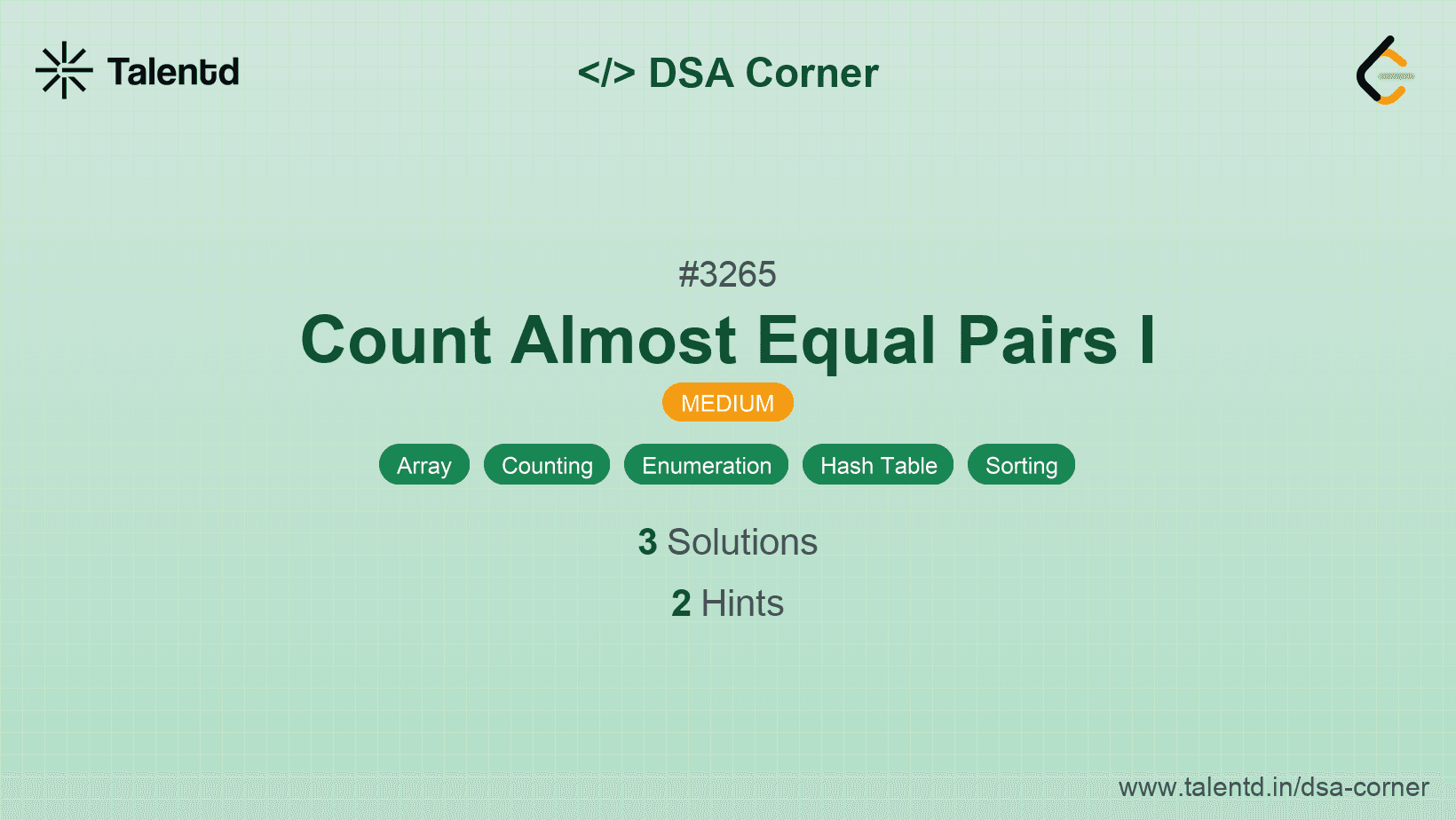 Problem visualization for Count Almost Equal Pairs I