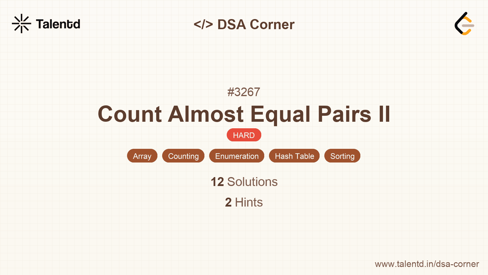 Problem visualization for Count Almost Equal Pairs II