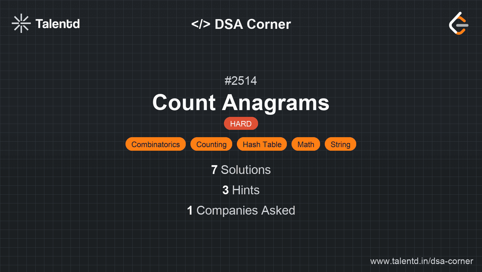 Problem visualization for Count Anagrams