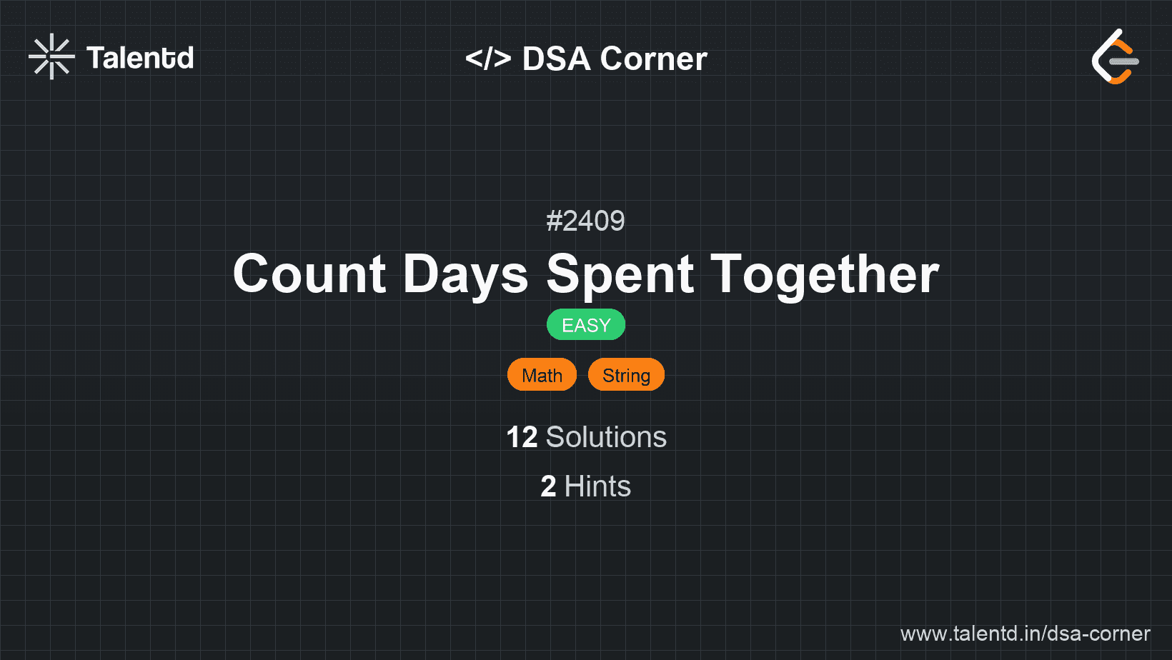 Problem visualization for Count Days Spent Together