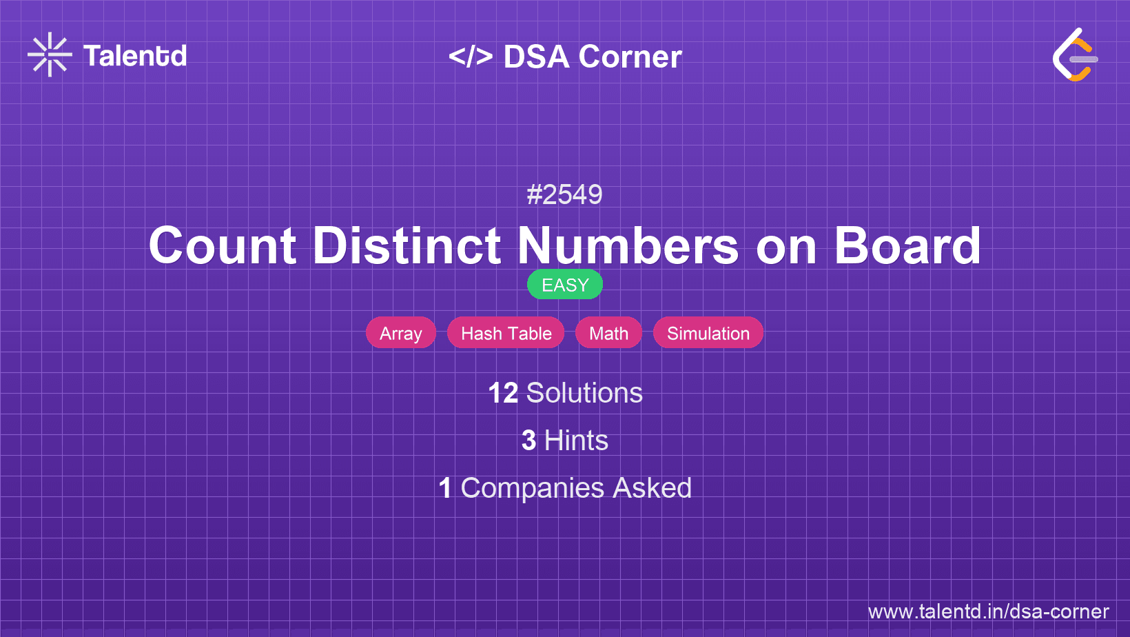 Problem visualization for Count Distinct Numbers on Board