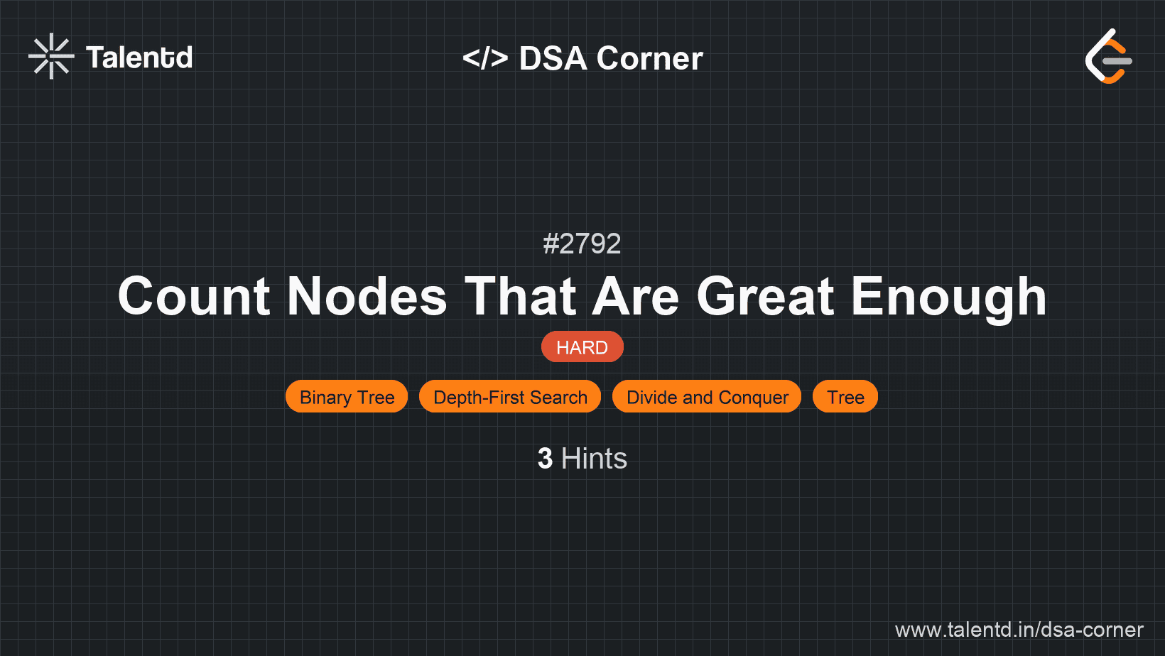 Problem visualization for Count Nodes That Are Great Enough