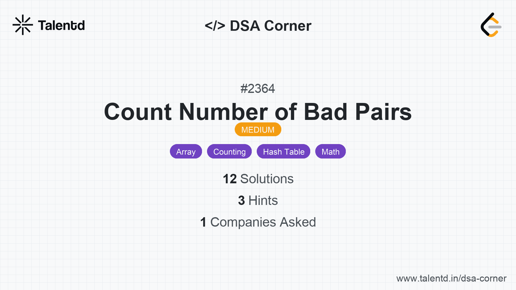 Problem visualization for Count Number of Bad Pairs