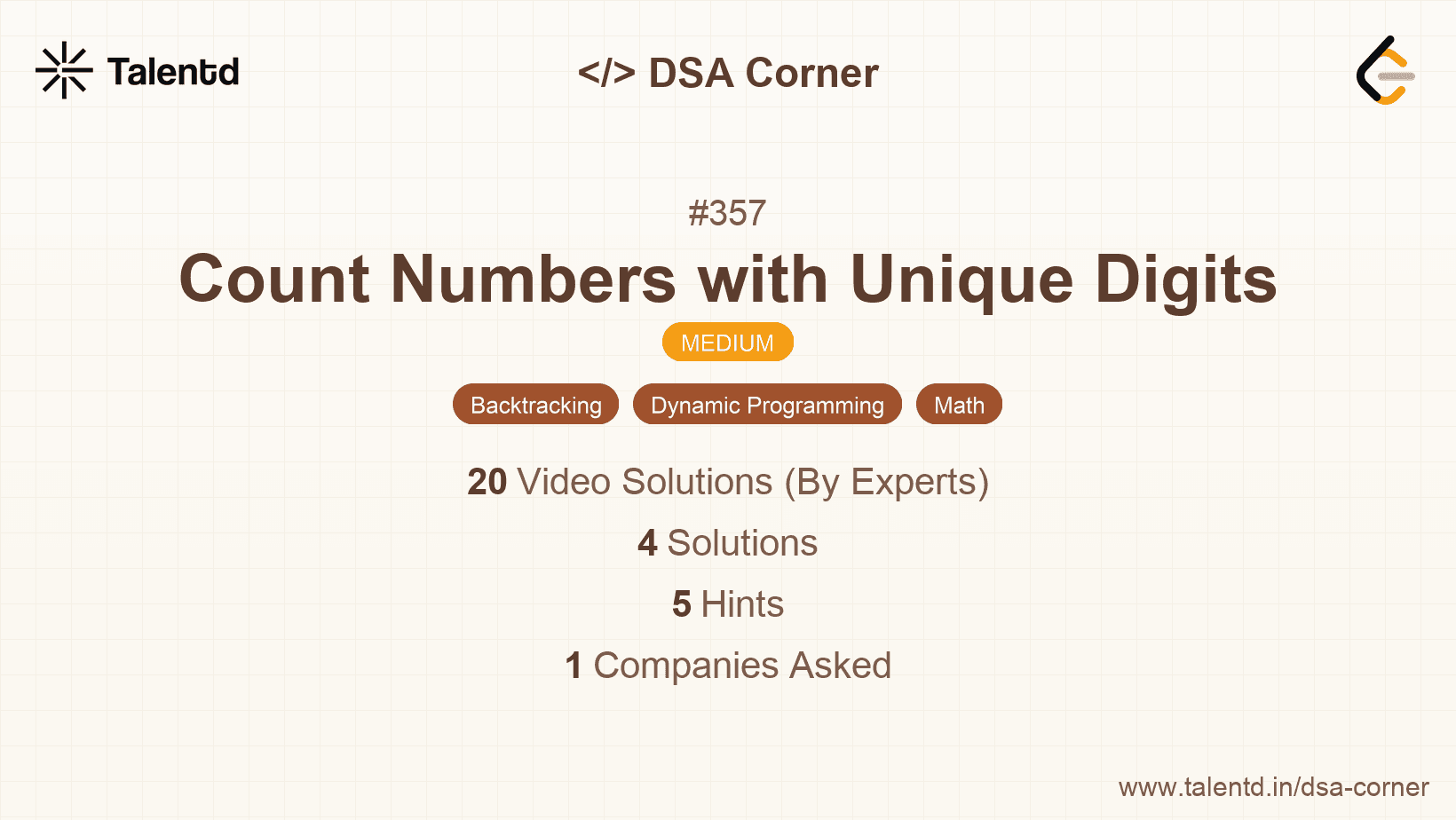 Problem visualization for Count Numbers with Unique Digits