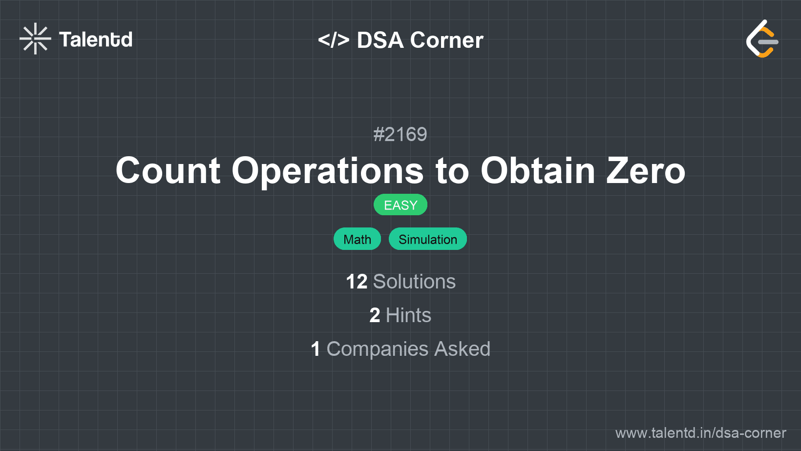 Problem visualization for Count Operations to Obtain Zero