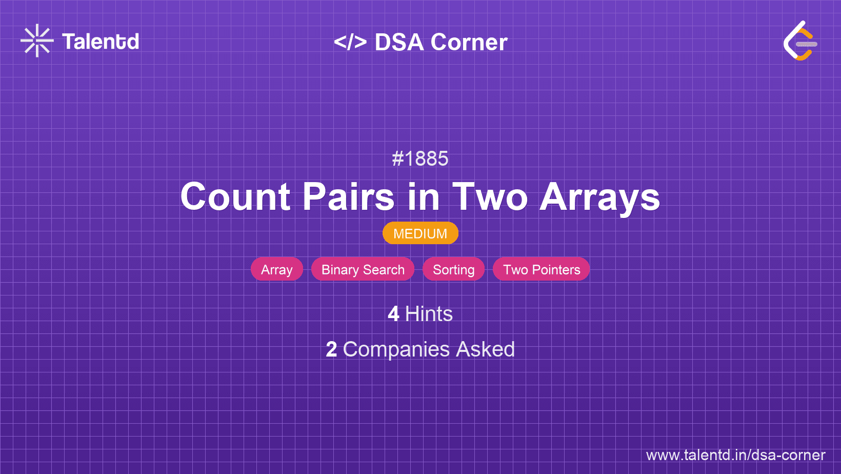 Problem visualization for Count Pairs in Two Arrays