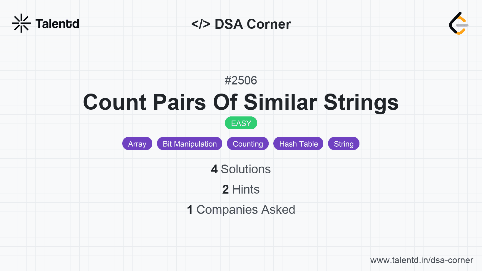 Problem visualization for Count Pairs Of Similar Strings