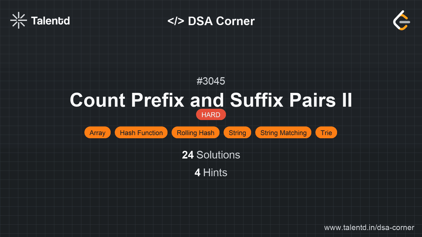 Problem visualization for Count Prefix and Suffix Pairs II