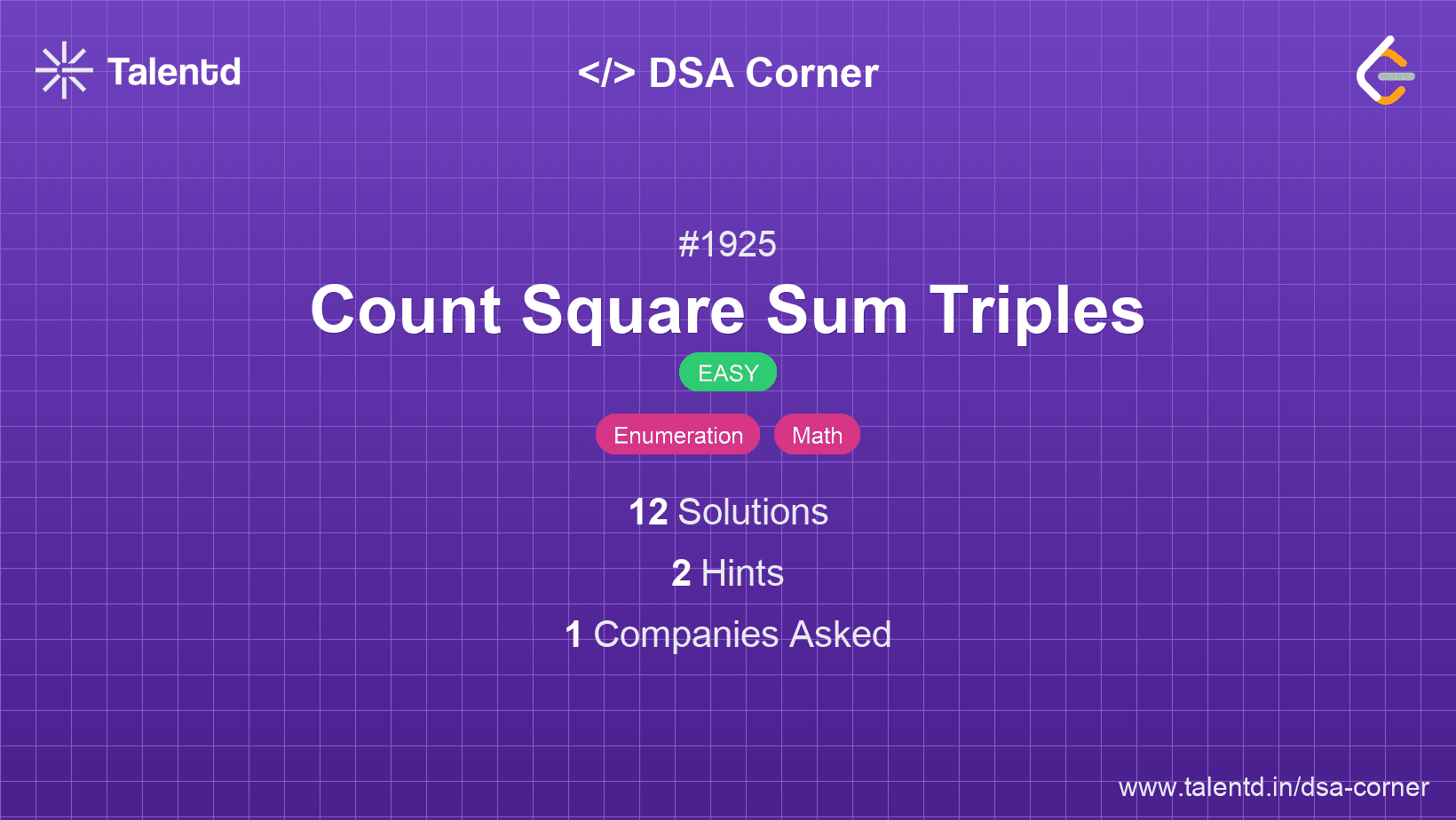 Problem visualization for Count Square Sum Triples