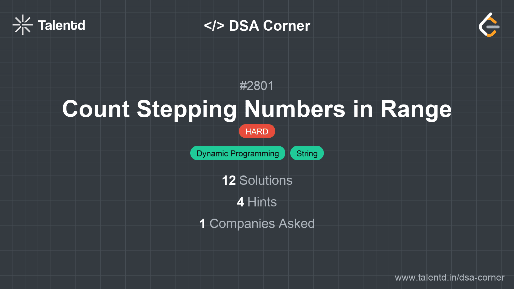 Problem visualization for Count Stepping Numbers in Range