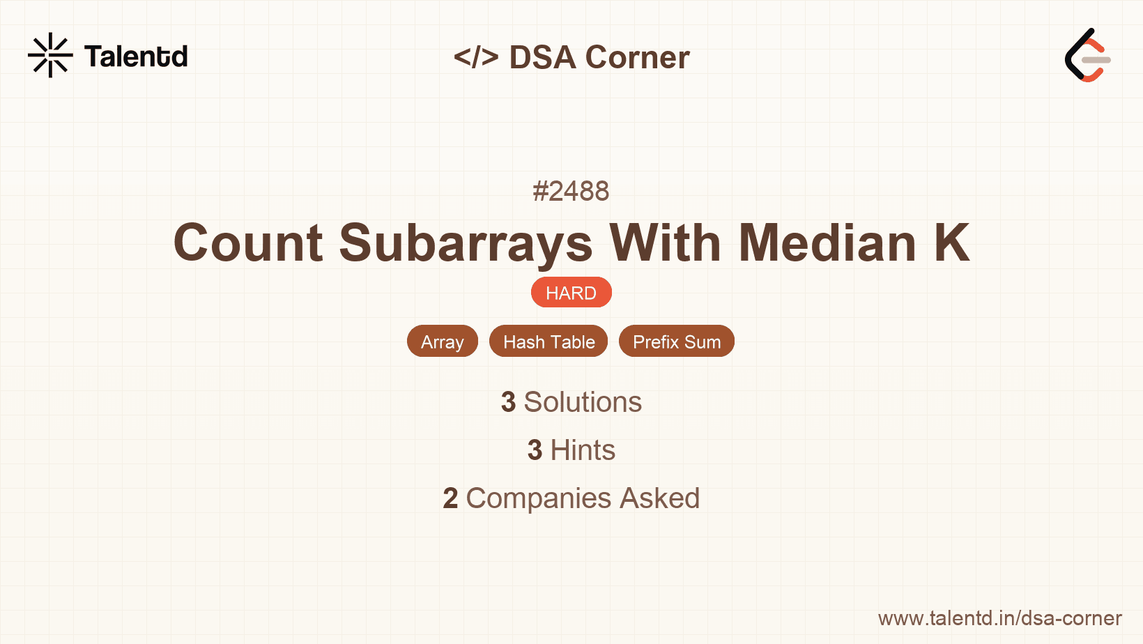 Problem visualization for Count Subarrays With Median K