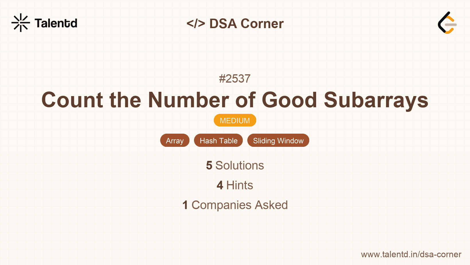 Problem visualization for Count the Number of Good Subarrays