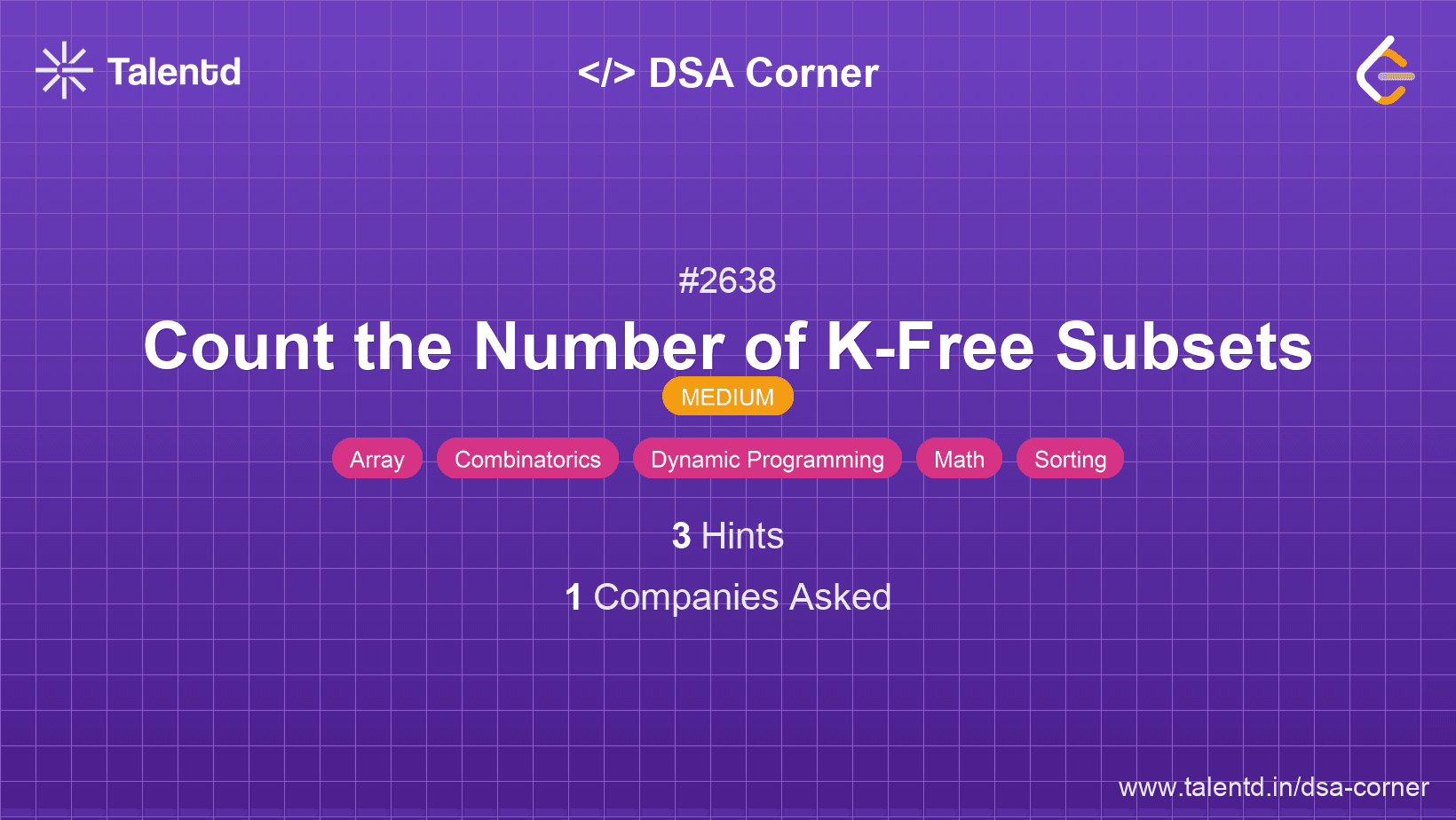 Problem visualization for Count the Number of K-Free Subsets