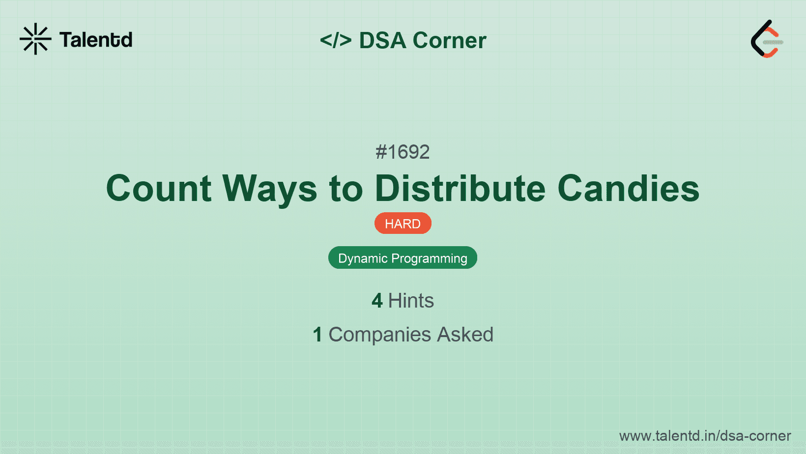 Problem visualization for Count Ways to Distribute Candies