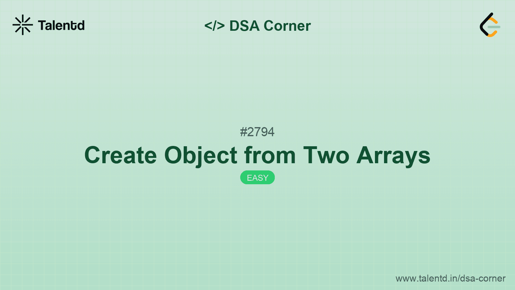 Problem visualization for Create Object from Two Arrays