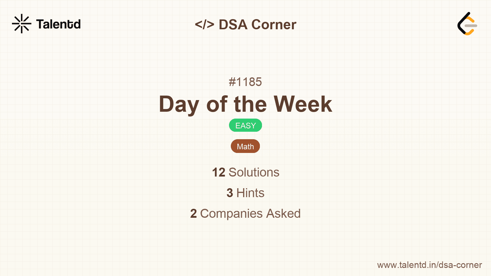 Problem visualization for Day of the Week